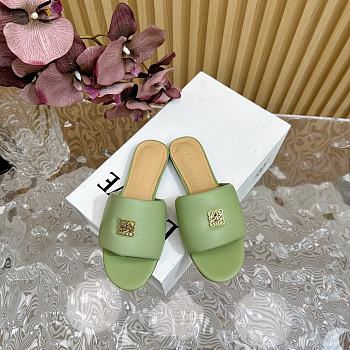 Loewe Anagram Padded Slide In Lambskin Pale Green