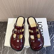 Loewe Campo Mary Jane Mule In Calfskin Burgundy - 1