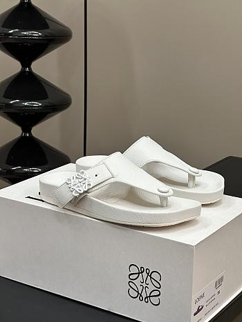 Loewe Ease Toe Post Sandal In Goatskin White