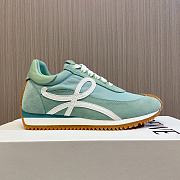 Loewe Flow Runner Sneakers In Nylon And Suede Green Mint - 1