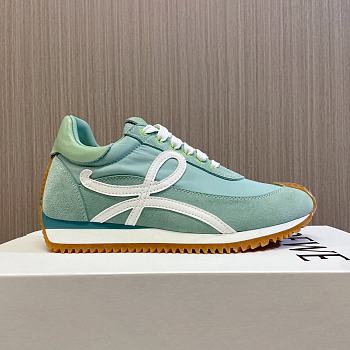 Loewe Flow Runner Sneakers In Nylon And Suede Green Mint