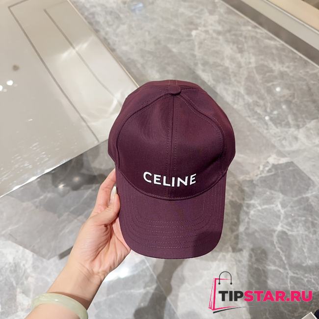 Celine Baseball Cap In Cotton Burgundy - 1