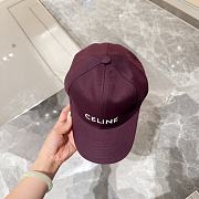 Celine Baseball Cap In Cotton Burgundy - 4