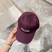 Celine Baseball Cap In Cotton Burgundy - 3