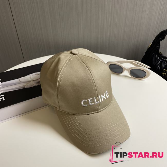 Celine Baseball Cap In Cotton Beige - 1