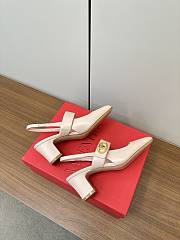 VLTN Vlogo Locker Mary-Jane Slingback Pumps In Calfskin Beige Rose 60mm - 3