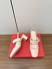 VLTN Vlogo Locker Mary-Jane Slingback Pumps In Calfskin Beige Rose 60mm - 5