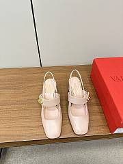 VLTN Vlogo Locker Mary-Jane Slingback Pumps In Calfskin Beige Rose 60mm - 6