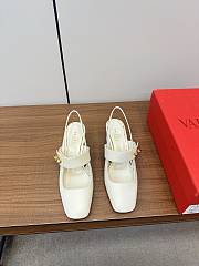 VLTN Vlogo Locker Mary-Jane Slingback Pumps In Calfskin White 60mm - 2