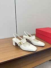 VLTN Vlogo Locker Mary-Jane Slingback Pumps In Calfskin White 60mm - 3