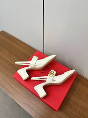 VLTN Vlogo Locker Mary-Jane Slingback Pumps In Calfskin White 60mm - 4