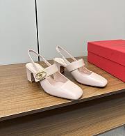 VLTN Vlogo Locker Mary-Jane Slingback Pumps In Calfskin Beige Rose 60mm - 1