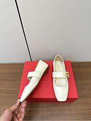 VLTN Vlogo Locker Mary-Jane Ballerina In Calfskin White - 2