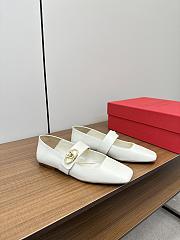 VLTN Vlogo Locker Mary-Jane Ballerina In Calfskin White - 3