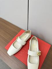 VLTN Vlogo Locker Mary-Jane Ballerina In Calfskin White - 4