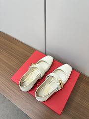 VLTN Vlogo Locker Mary-Jane Ballerina In Calfskin White - 5