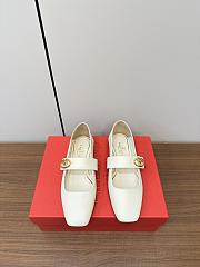 VLTN Vlogo Locker Mary-Jane Ballerina In Calfskin White - 6