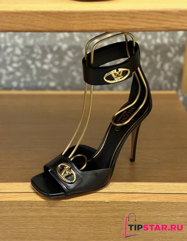 VLTN Vlogo Locker Calfskin Sandal Black 105mm  - 1