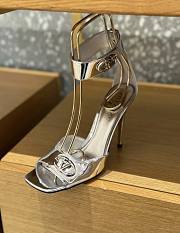 VLTN Vlogo Locker Calfskin Sandal Silver 105mm - 1