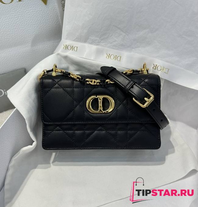 Dior Miss Caro Mini Bag Black Macrocannage Lambskin 18x12x5.5cm - 1