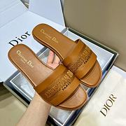 Dior Dway Slide Camel Calfskin and Embroidered Cotton - 1