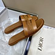 Dior Dway Slide Camel Calfskin and Embroidered Cotton - 6