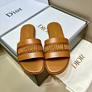 Dior Dway Slide Camel Calfskin and Embroidered Cotton - 5