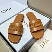 Dior Dway Slide Camel Calfskin and Embroidered Cotton - 3