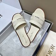 Dior Dway Slide White Calfskin and Embroidered Cotton - 5