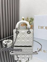 Mini Lady Dior Bag White Cannage Lambskin Silver Hardware 17x15x7cm - 5