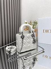 Mini Lady Dior Bag White Cannage Lambskin Silver Hardware 17x15x7cm - 3