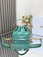 Dioriviera Small Dior Jolie Bucket Bag Aquamarina Macrocannage Calfskin 17x16x10.5cm - 1