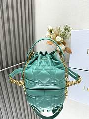 Dioriviera Small Dior Jolie Bucket Bag Aquamarina Macrocannage Calfskin 17x16x10.5cm - 3