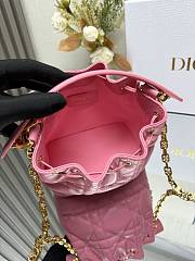 Dioriviera Small Dior Jolie Bucket Bag Candy Pink Macrocannage Calfskin 17x16x10.5cm - 6