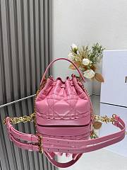 Dioriviera Small Dior Jolie Bucket Bag Candy Pink Macrocannage Calfskin 17x16x10.5cm - 5