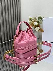 Dioriviera Small Dior Jolie Bucket Bag Candy Pink Macrocannage Calfskin 17x16x10.5cm - 4