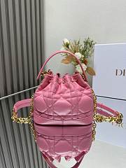 Dioriviera Small Dior Jolie Bucket Bag Candy Pink Macrocannage Calfskin 17x16x10.5cm - 2