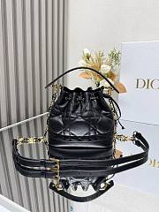 Small Dior Jolie Bucket Bag Black Calfskin and Macrocannage Lambskin 17x16x10.5cm - 1