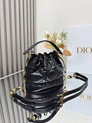 Small Dior Jolie Bucket Bag Black Calfskin and Macrocannage Lambskin 17x16x10.5cm - 3