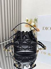 Small Dior Jolie Bucket Bag Black Calfskin and Macrocannage Lambskin 17x16x10.5cm - 2