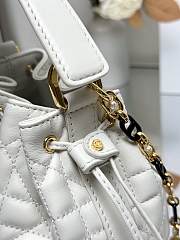 Small Dior Jolie Bucket Bag White Calfskin and Macrocannage Lambskin 17x16x10.5cm - 6