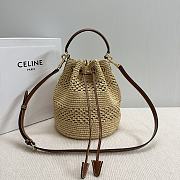 Clara Celine Classic Panier In Raffia And Calfskin Tan 20x24x20cm - 1