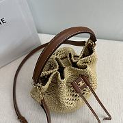 Clara Celine Classic Panier In Raffia And Calfskin Tan 20x24x20cm - 6