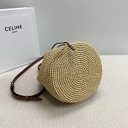 Clara Celine Classic Panier In Raffia And Calfskin Tan 20x24x20cm - 5