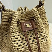 Clara Celine Classic Panier In Raffia And Calfskin Tan 20x24x20cm - 3