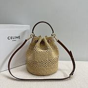 Clara Celine Classic Panier In Raffia And Calfskin Tan 20x24x20cm - 2