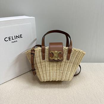 Celine Teen Couffin In Wicker And Natural Calfskin Natural/ Tan 32x14x7cm