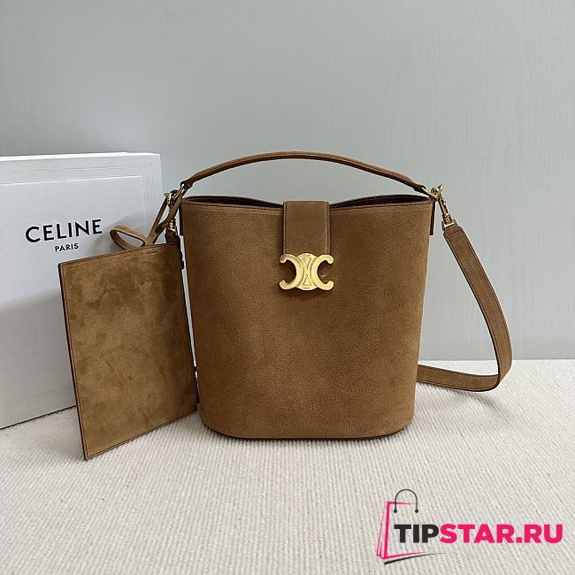 Celine Medium Louise Bag In Suede Calfskin Blonde 23.5x24x16cm - 1