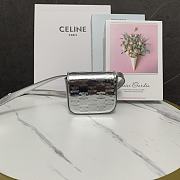 Celine Mini Claude In Laminated Calfskin Silver 12x9.5x4cm - 6