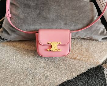 Celine Mini Claude In Shiny Calfskinpale Pink 12x9.5x4cm